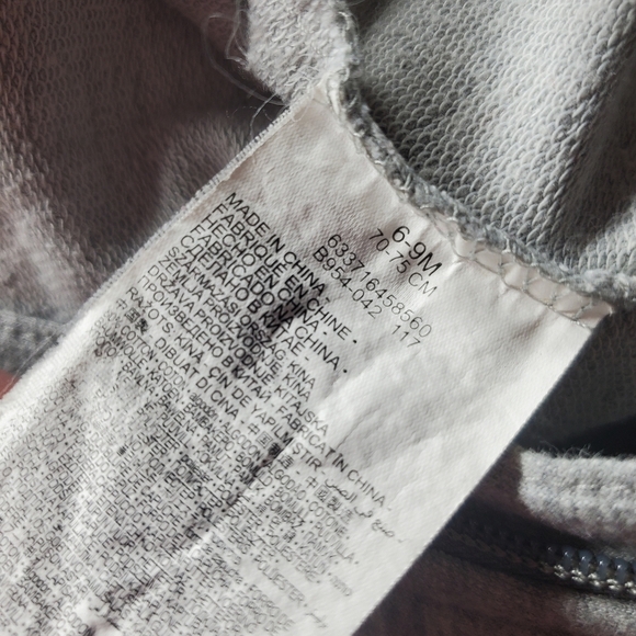 Nike Baby Boy Size 6/9M Gray and White Zip Up Hooded Coverall Sweatsuit Romper - Picture 14 of 16